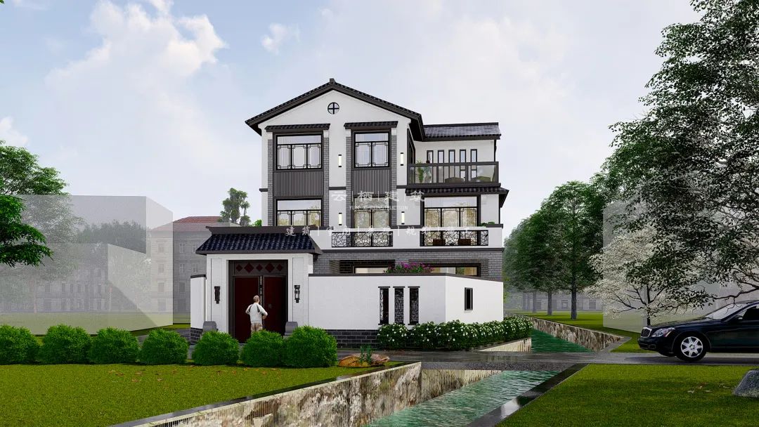 河源现代简约乡村别墅,河源现代极简风格庭院打造