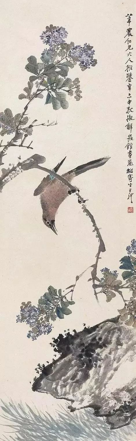 看吴昌硕画菊似乎感觉到秋风,王礼的国画作品欣赏