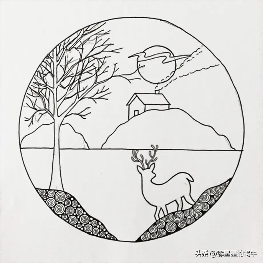 线描画黑白写生教程,线描中的黑白对比学生作品