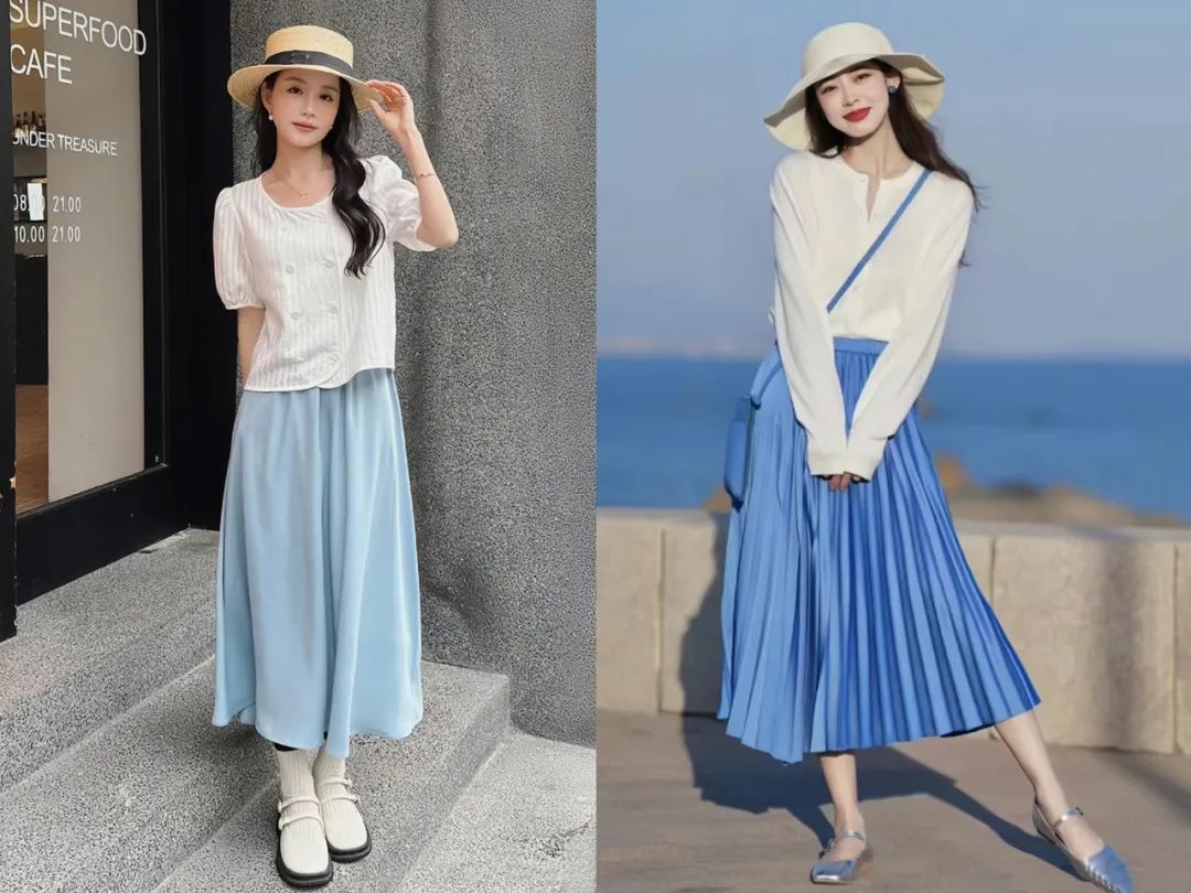 蓝白色系穿搭推荐,蓝白的搭配