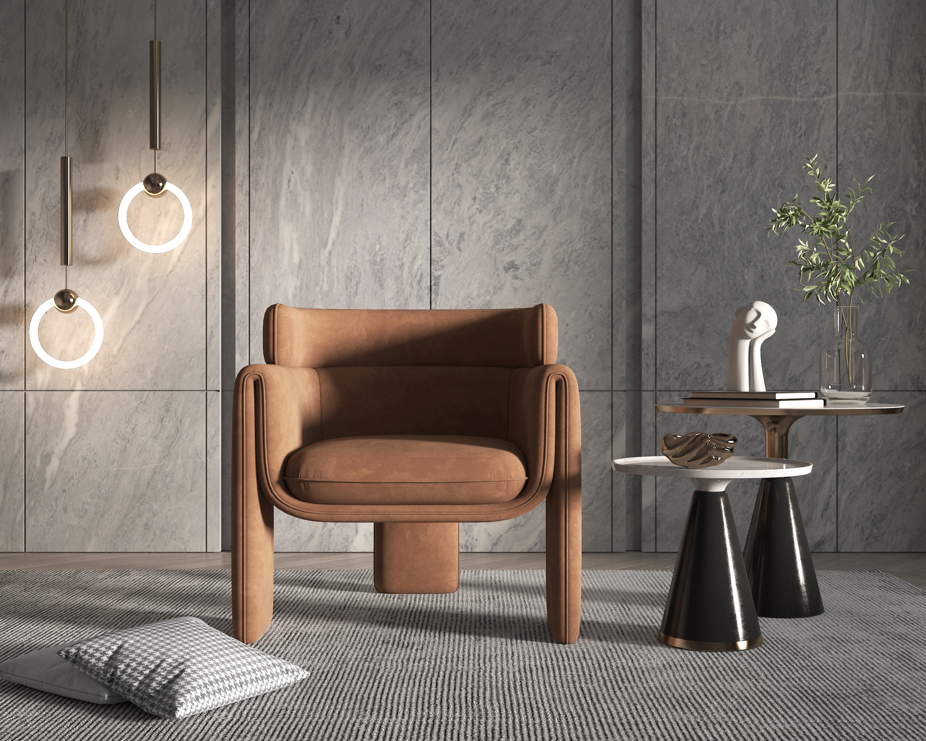 灰色大理石设计效果图,黑白设计风格用什么大理石