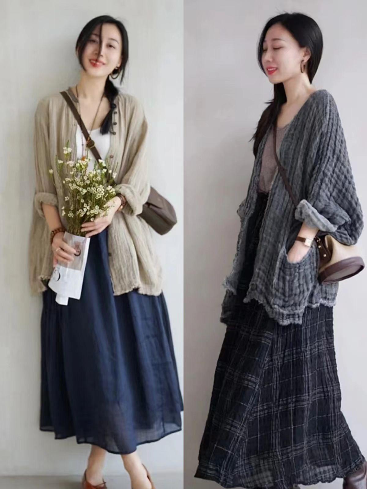 棉麻套装夏季藏肉遮肚子,棉麻森系风怎么穿