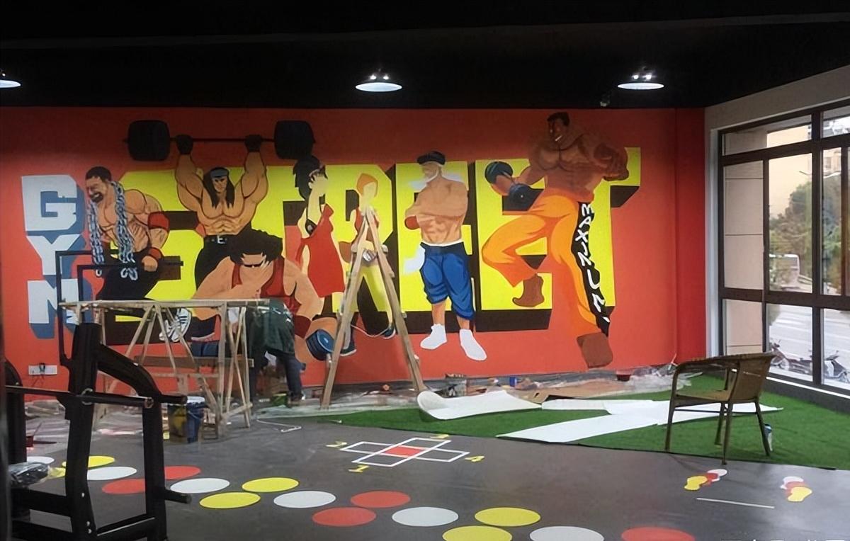 墙绘手绘墙报价,店面墙画手绘效果图