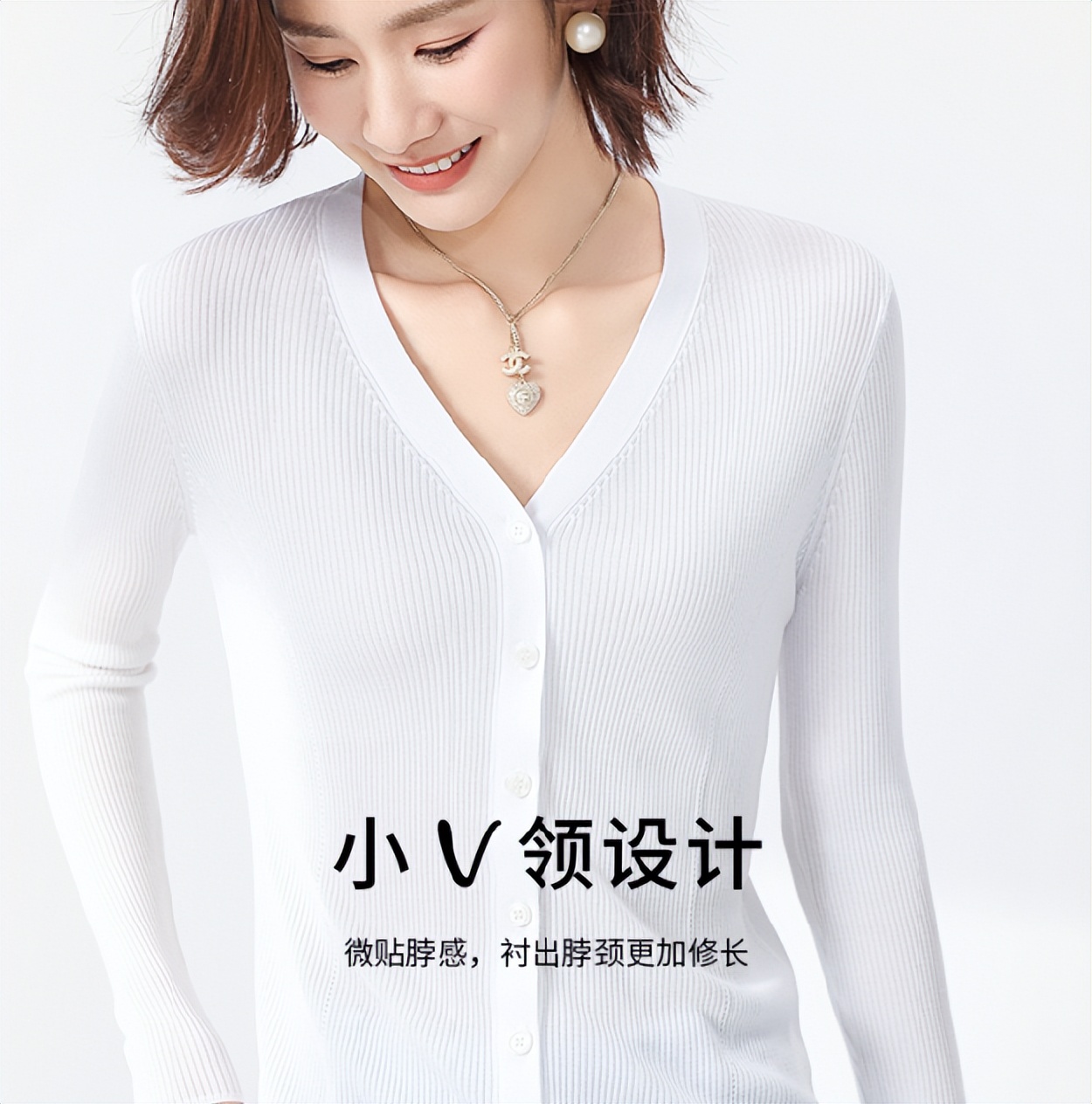 法式polo翻领长袖针织开衫,优雅女人开衫衣服