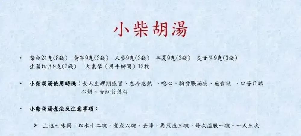 比较全面的中医治感冒图表