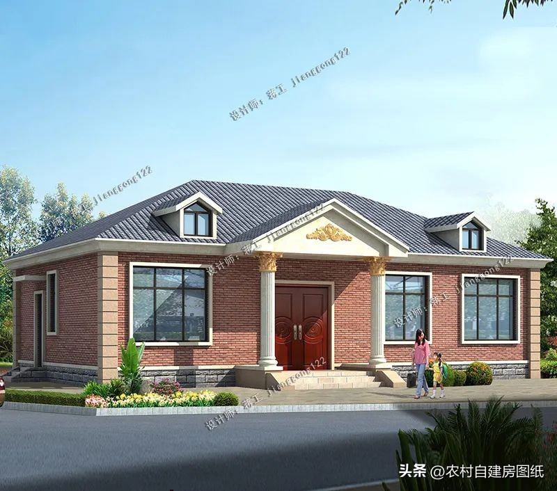 农村自建平房一层平层,一层农村平房户型设计效果图