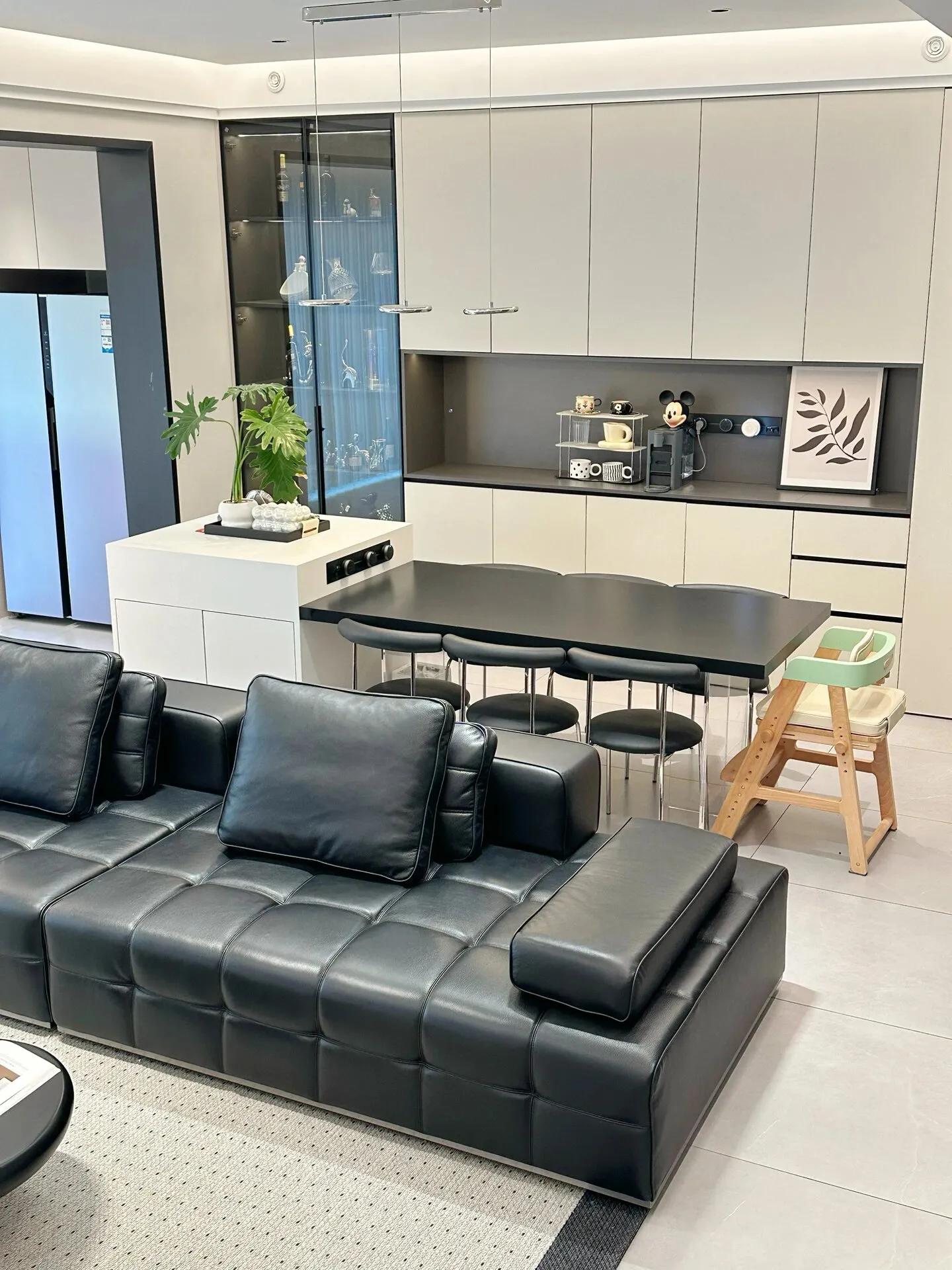 客餐厅一体吧台装修效果图,20平餐客一体装修