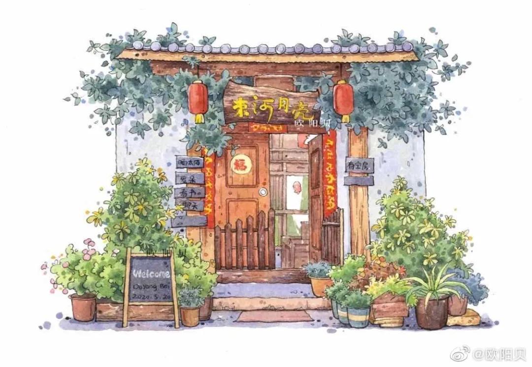 95后女孩画山水画,95后女大学生画山水课堂