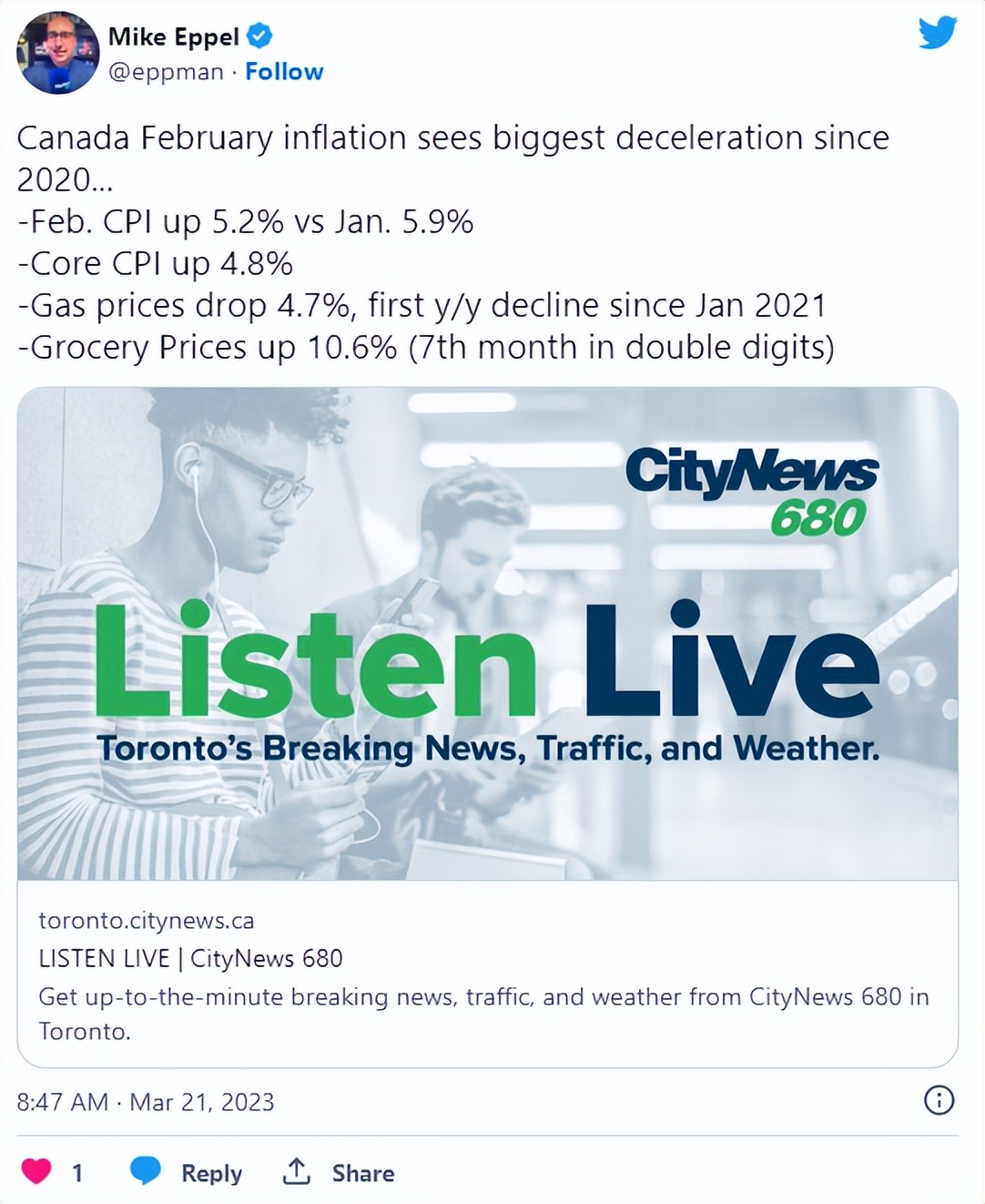 加拿大通胀数据,生活依然很困难