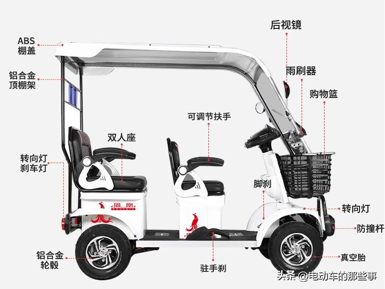 凤凰H6四轮电动车测评:自带雨棚,智能控速,适合60~80岁老年人