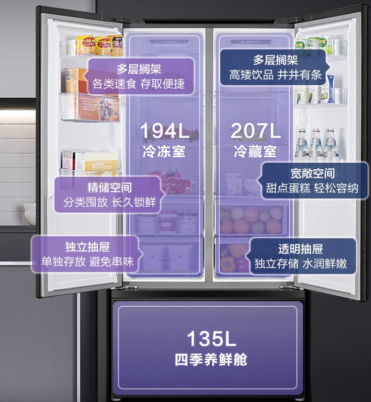 bcd-532wdpt冰箱介绍,大容量冰箱嵌入式容声