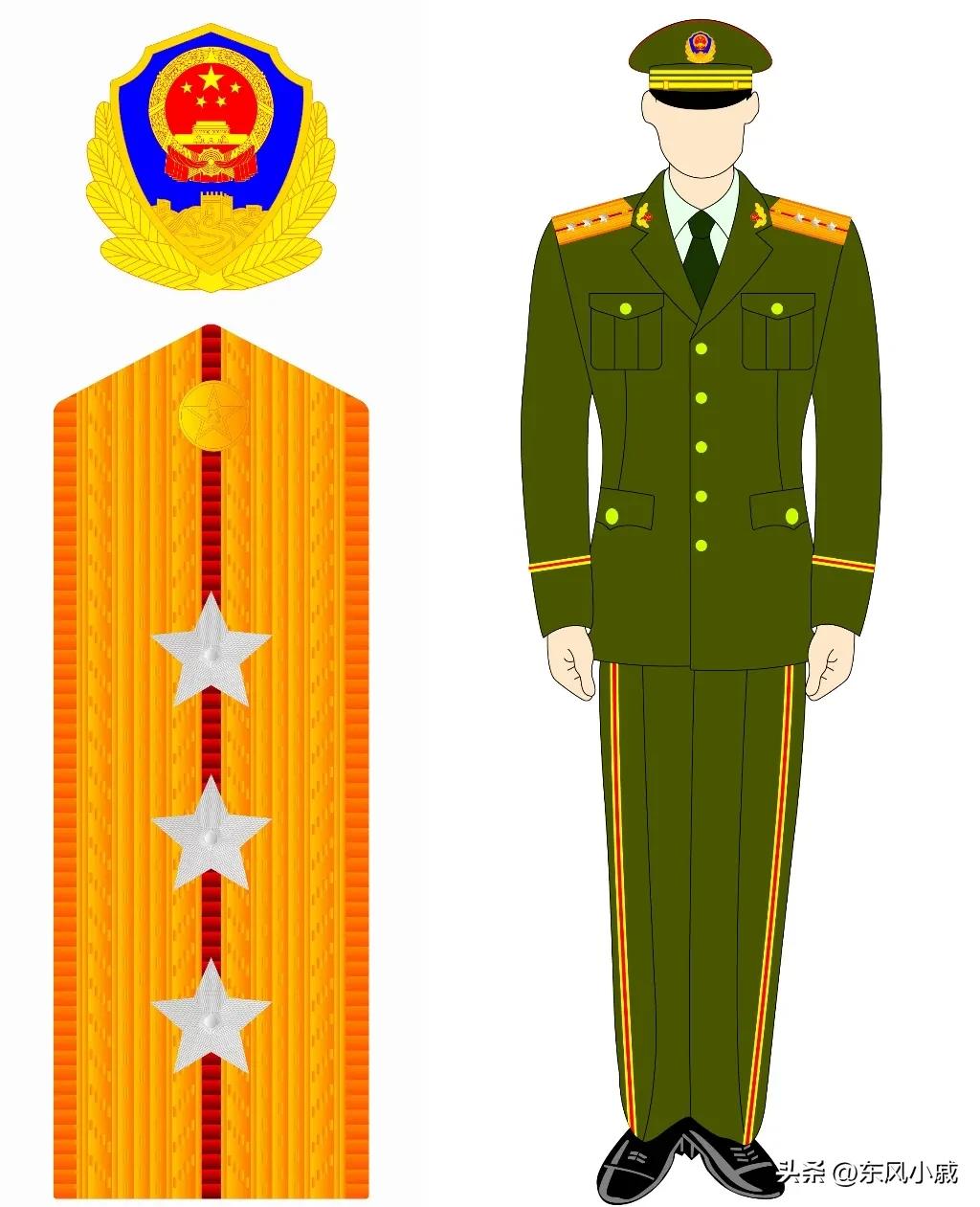 陆军肩章军衔图解99式,99式军装军衔全套照片