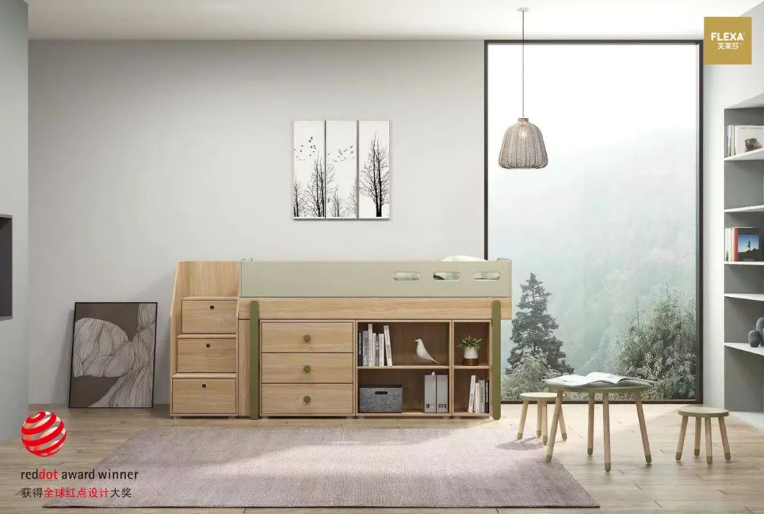 儿童床顶柜巧妙设计,小户型儿童房放架子床设计