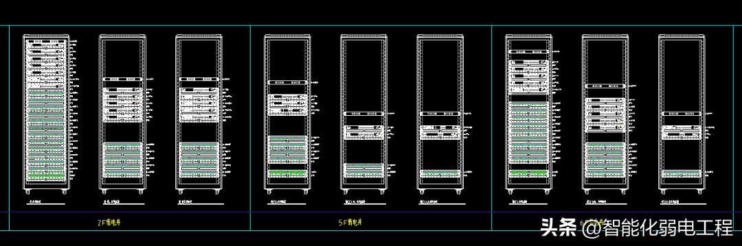 通信工程制图cad机柜配置图,机柜设备cad图纸