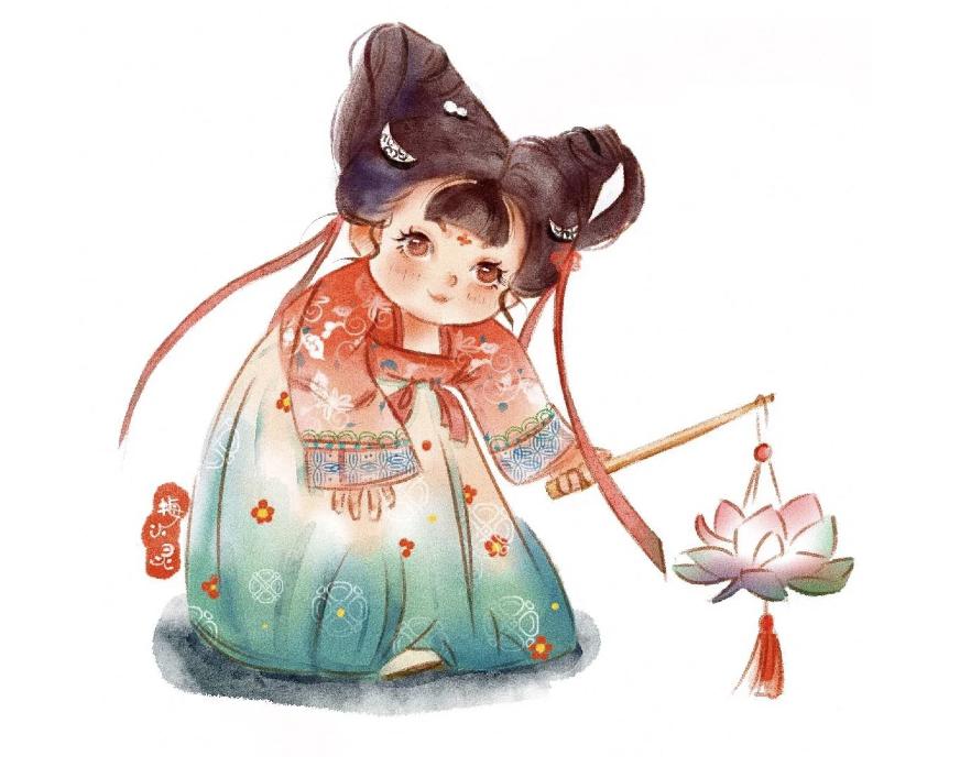 古风小插画q版萌可爱,可爱的古风人物插画