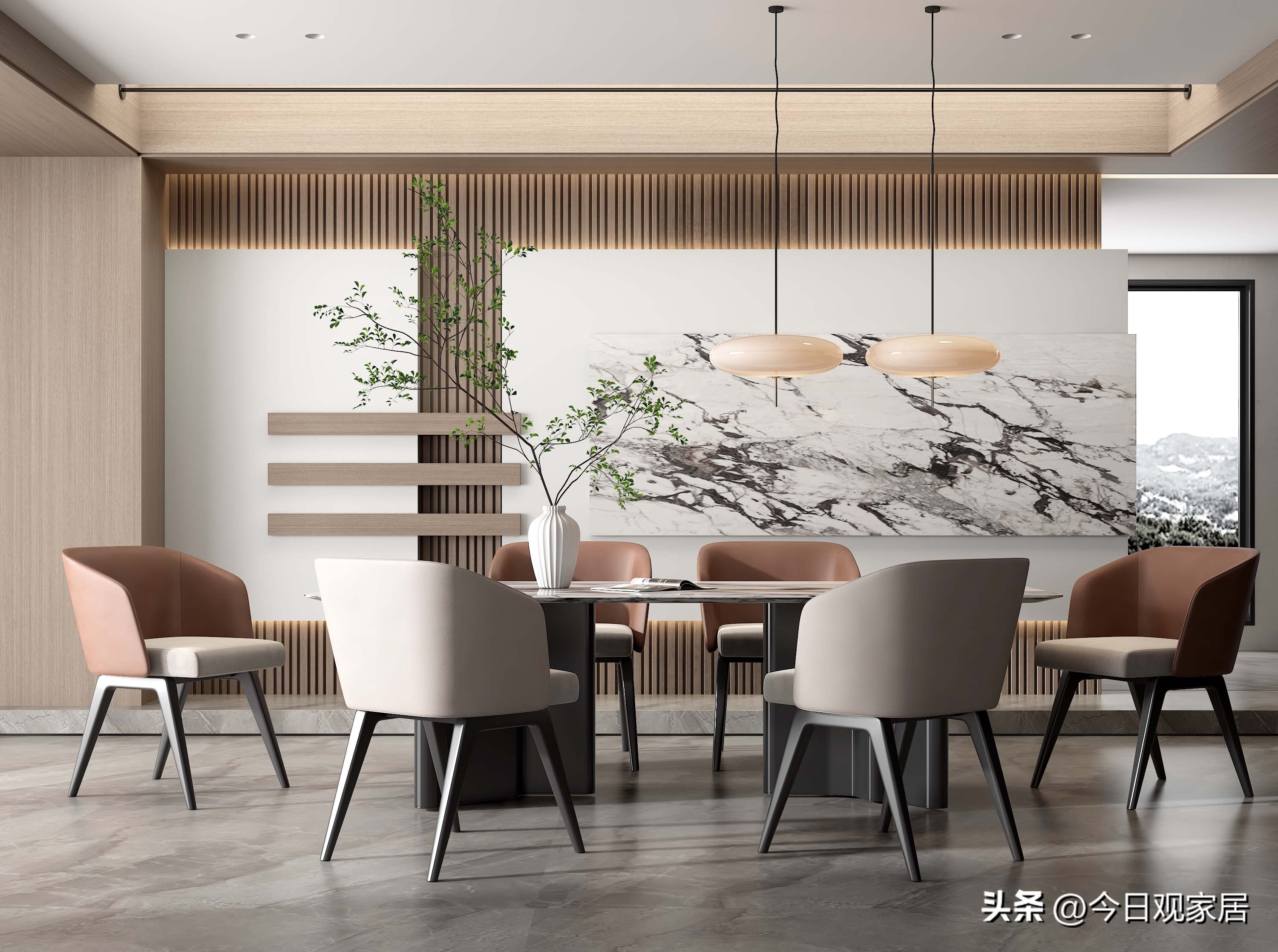 餐厅大圆桌桌面布置创意图片,特色餐厅设计风格大全