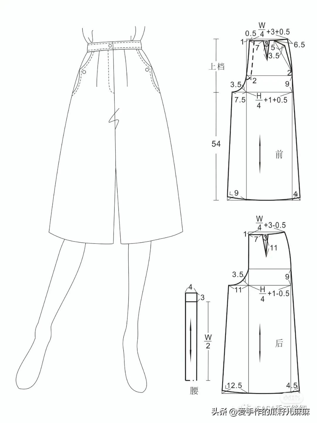 短裙改裙裤最简单的裁剪方法,松紧腰裙裤的裁剪方法和制作