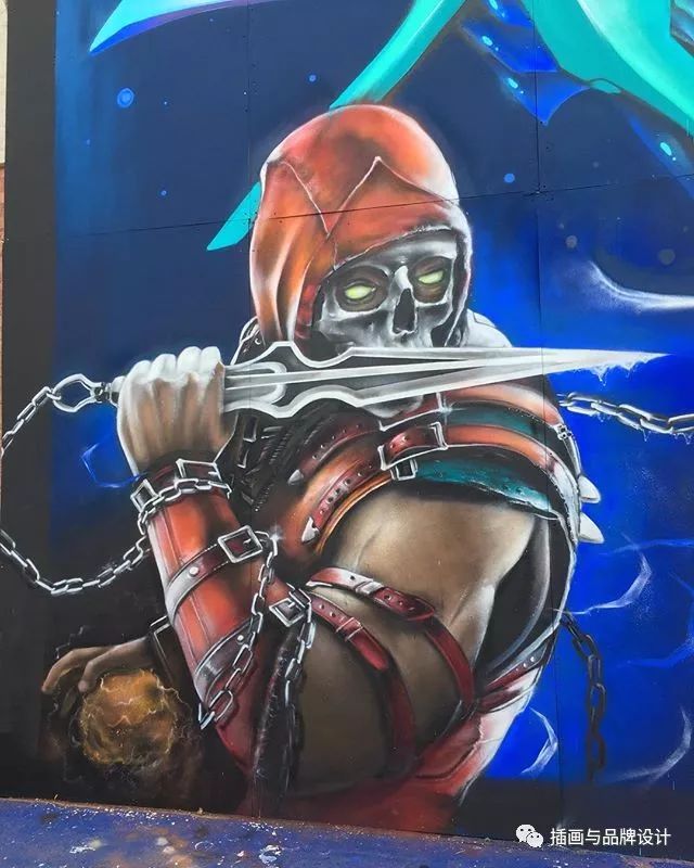 超震撼的墙绘,有视觉冲击感极简的墙绘