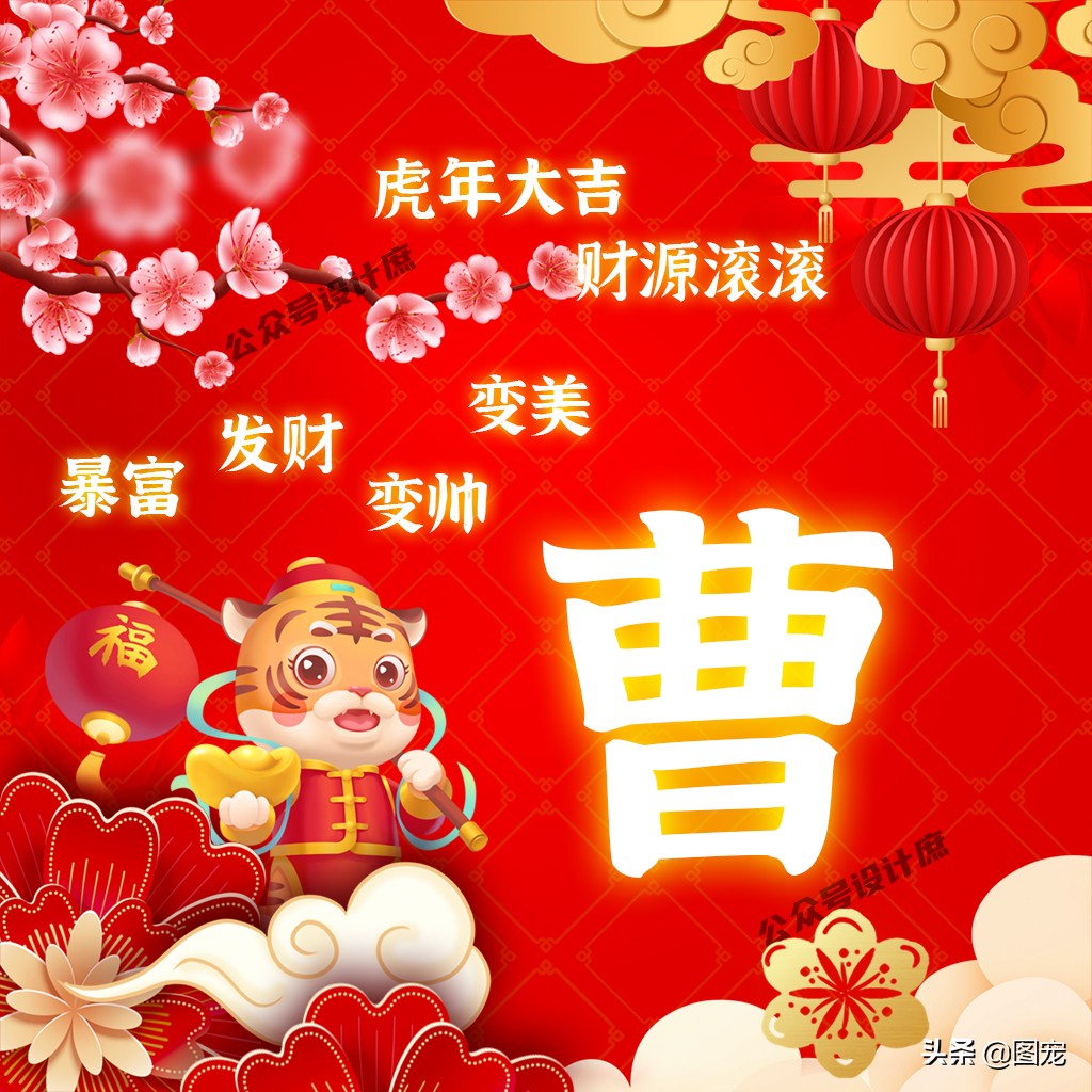 2023姓氏头像最新款虎年大吉,2022虎年姓氏头像好运霸气