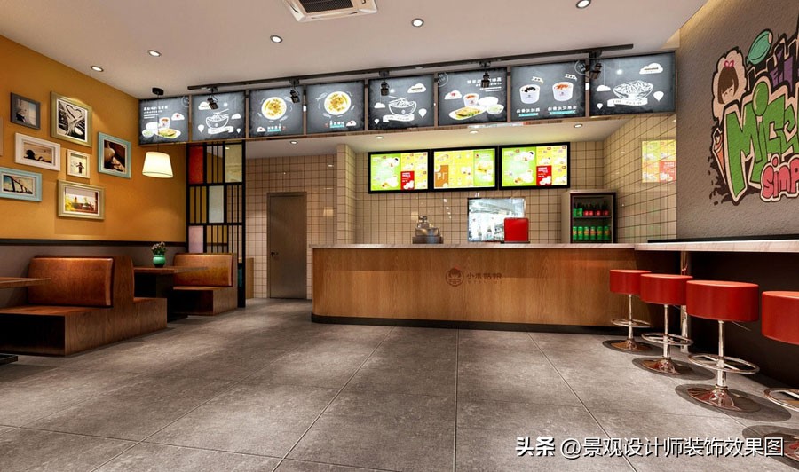 快餐厅设计图纸,快餐厅设计案例效果图