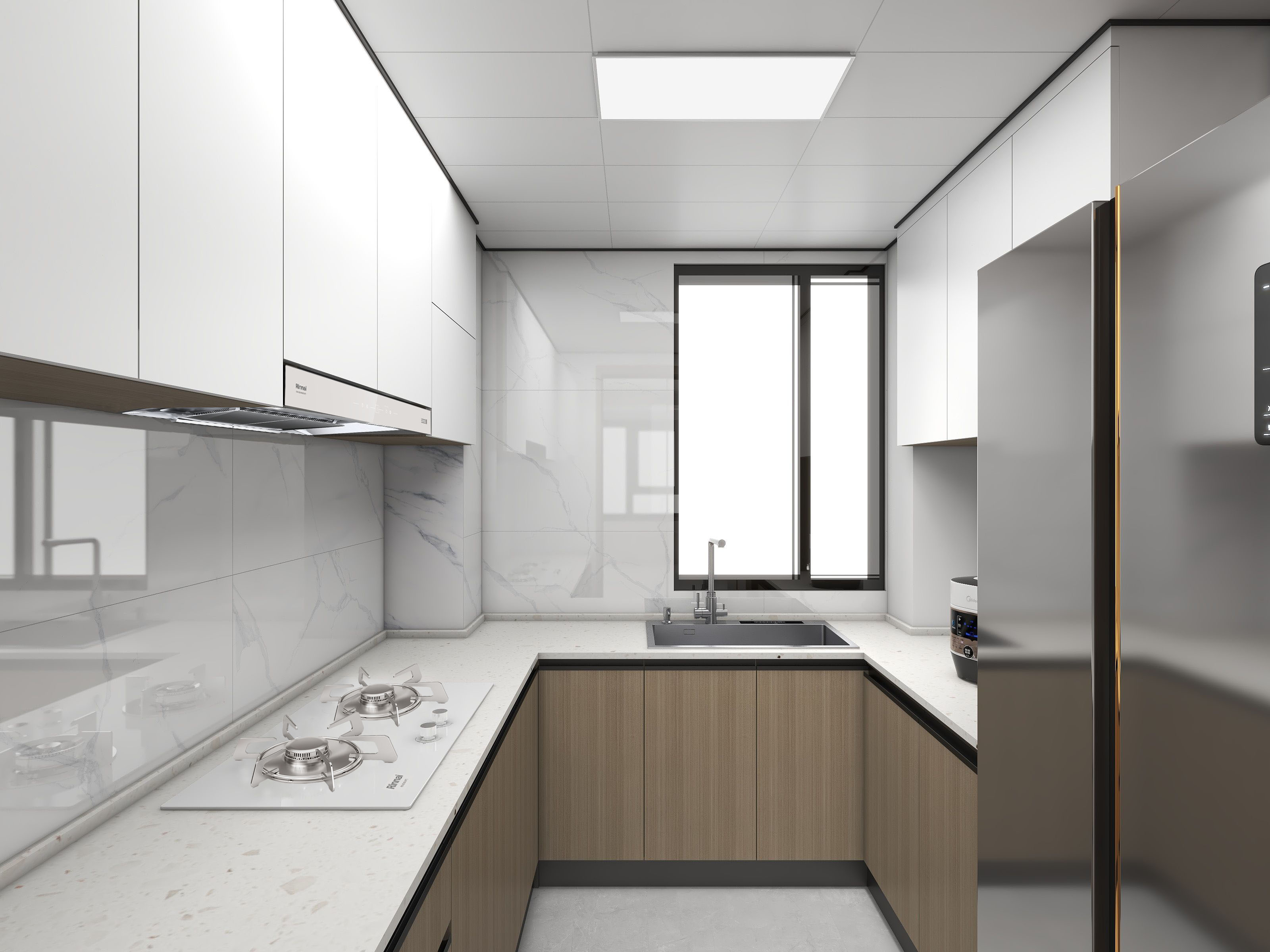 小户型客餐厅一体用冰箱隔断设计,小户型三房一厅客餐厅一体装修