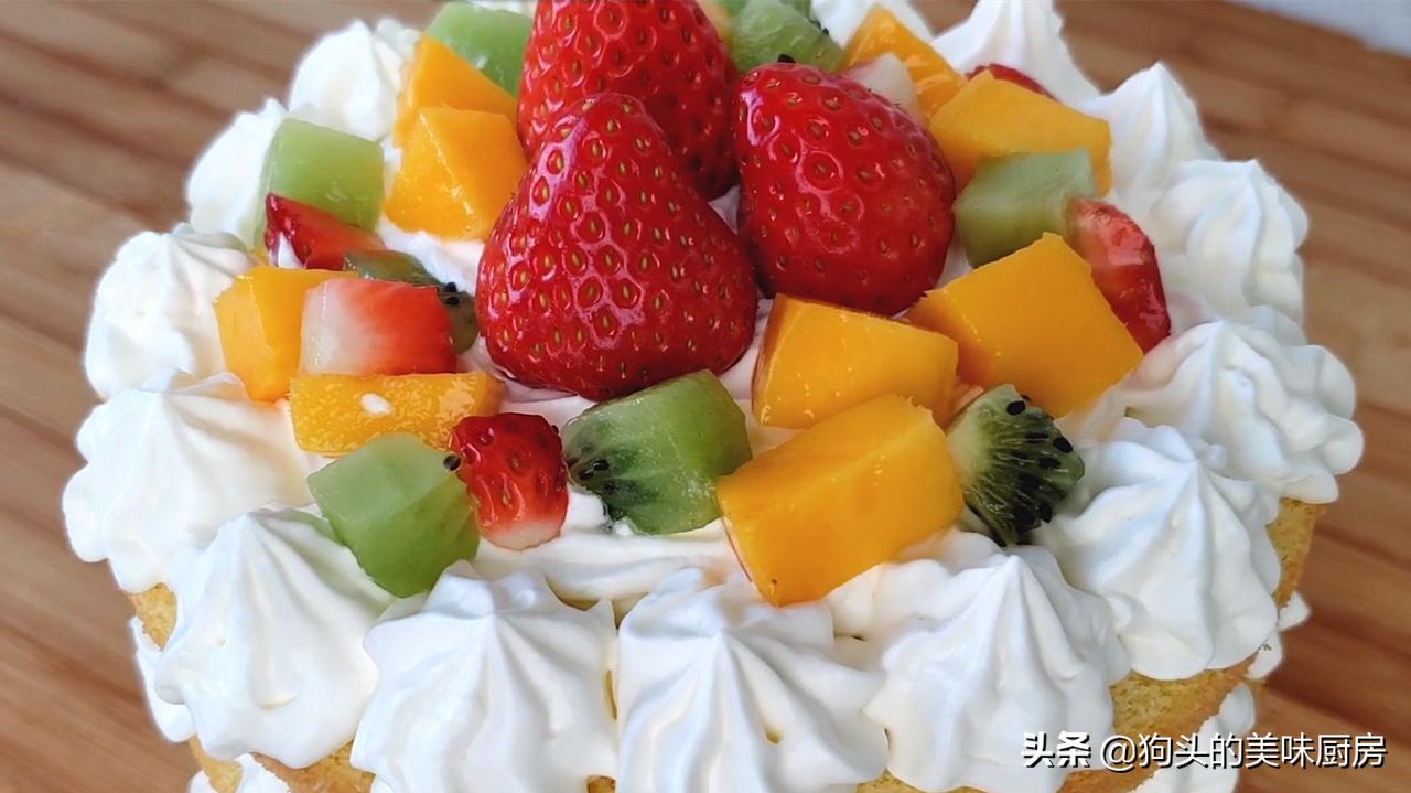 在家做不用打蛋器全手工生日蛋糕,做生日蛋糕不用火不用电不用鸡蛋