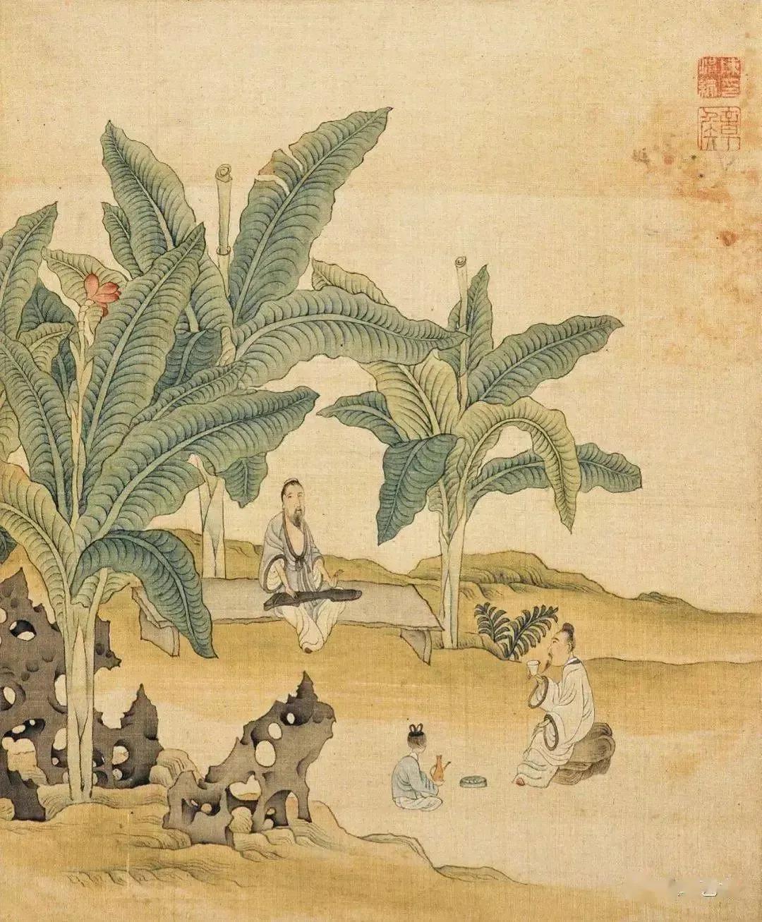 明陈洪绶人物山水花鸟册,陈洪绶明山水高士花鸟册页