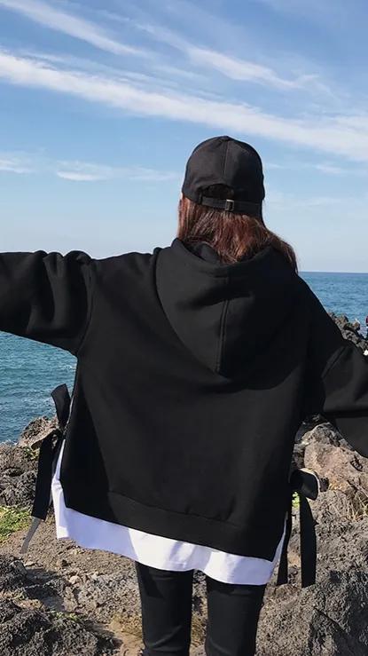 连帽卫衣女潮ins2022秋季新款韩版,爆款秋冬新连帽假两件卫衣