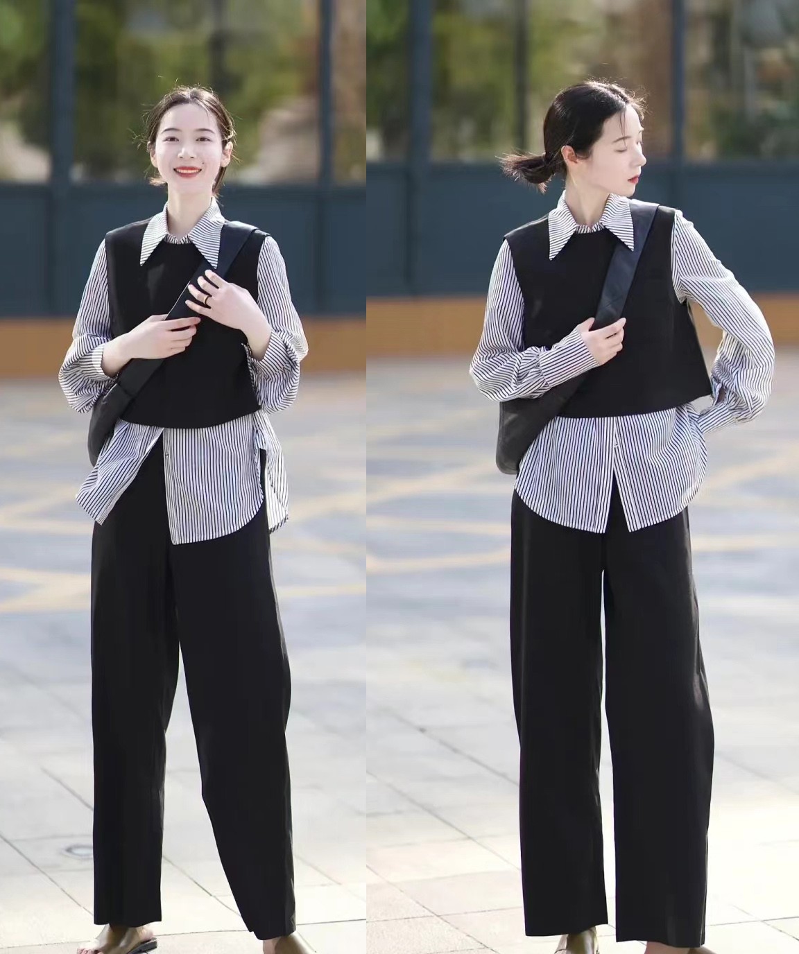 直筒裤高腰显瘦阔腿裤怎么搭配,入夏宽松阔腿裤