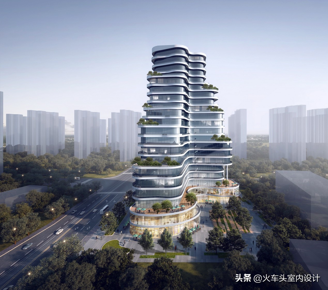 一万平方米写字楼外立面改造价格,玻璃幕墙外立面10层写字楼效果图