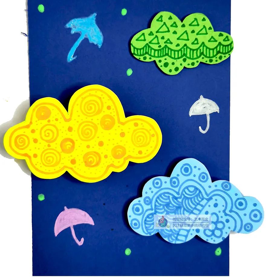 雨天画法简单图片儿童画,画云朵的简单剪贴画