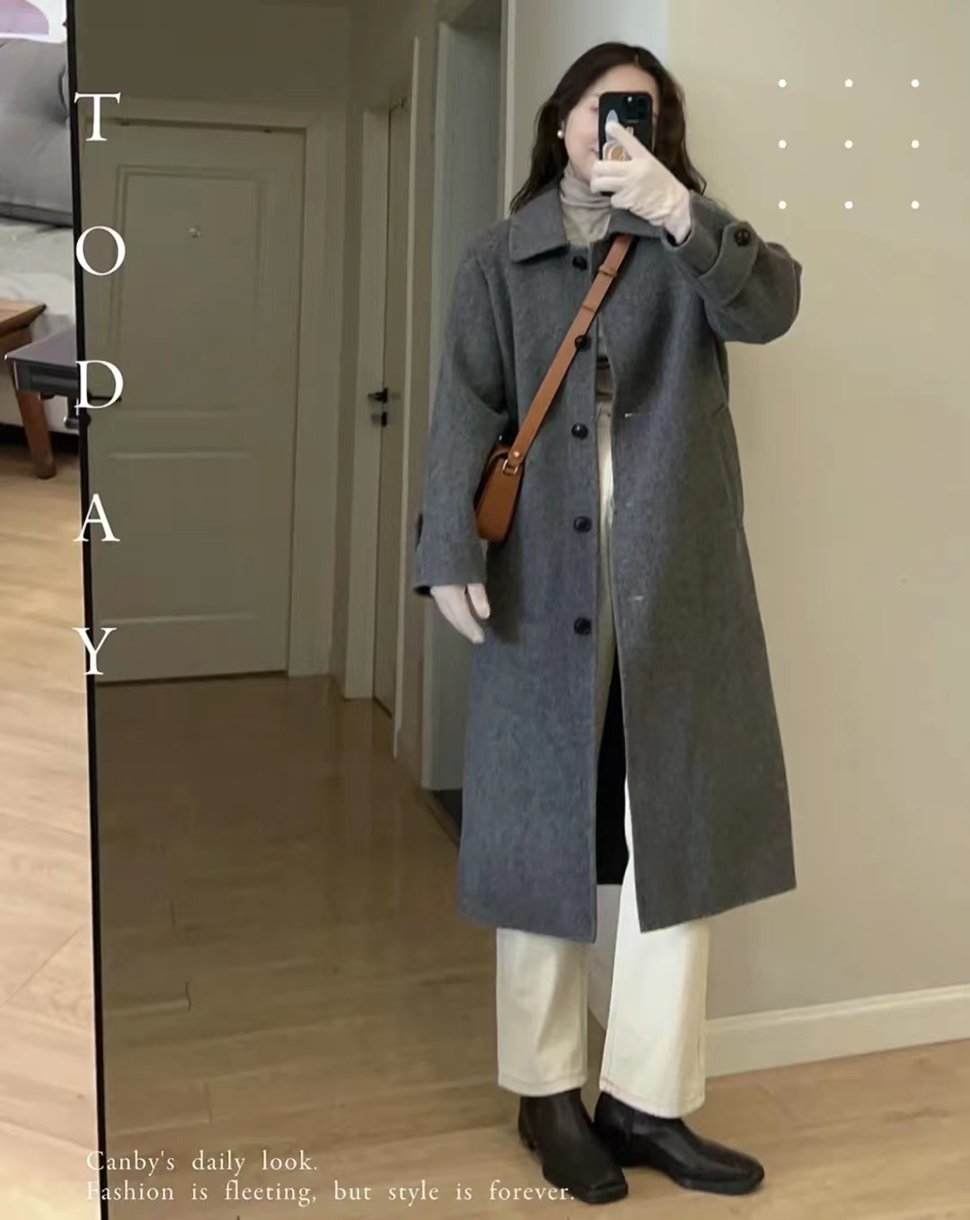 灰色大衣和黑色大衣哪个配jk好看,灰色双面羊绒牛角扣大衣小个子150