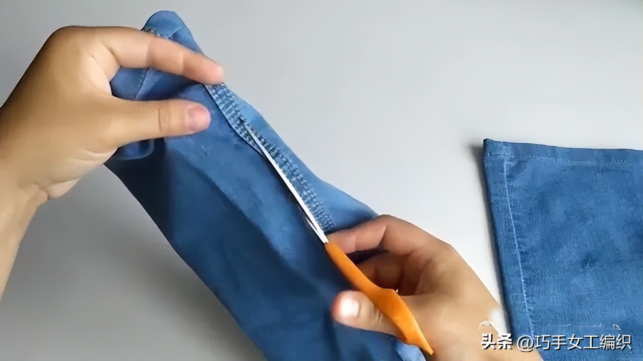 牛仔裤收纳神器改造,旧牛仔裤布条再利用的妙招