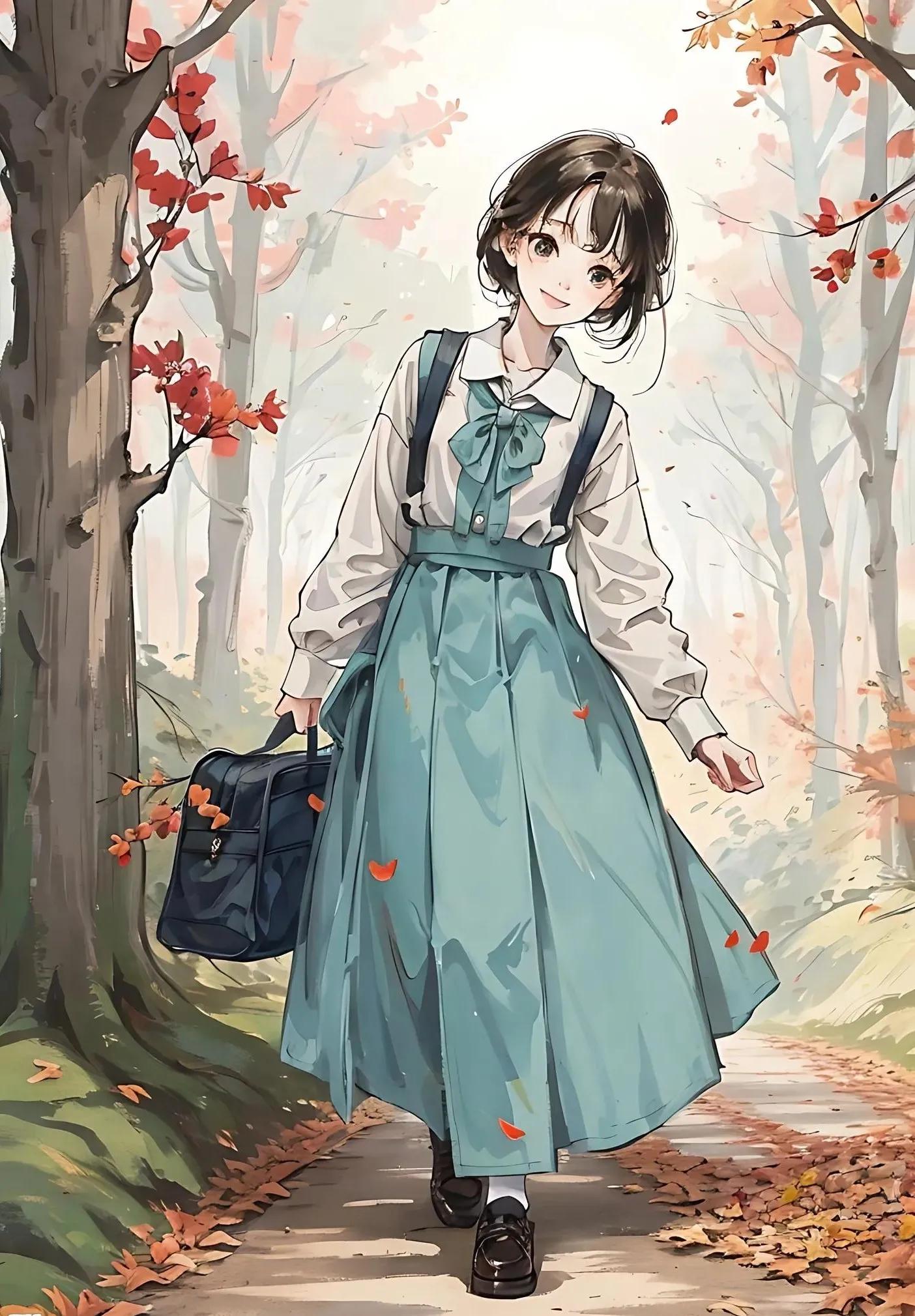 四月唯美插画,三月踏青插画