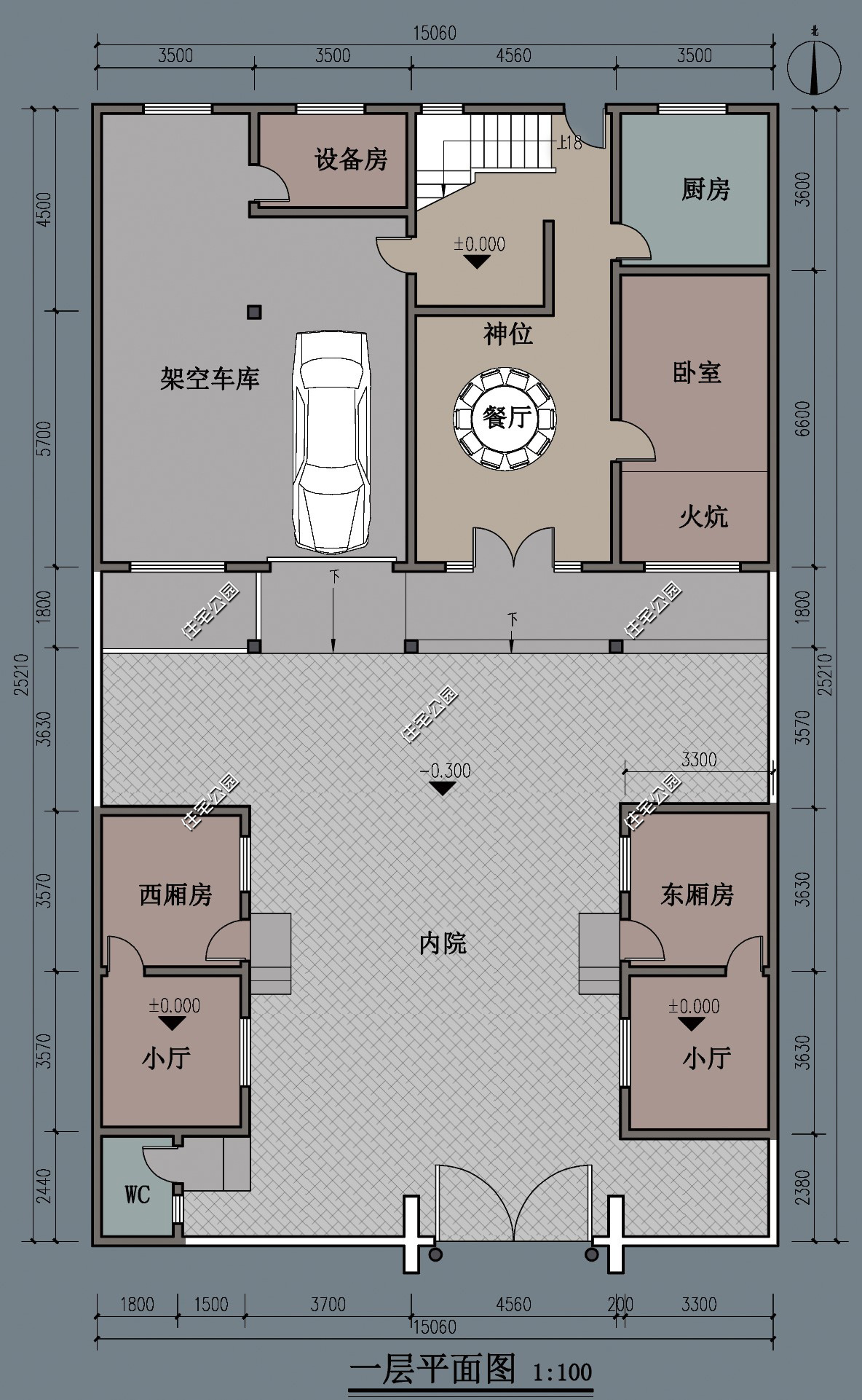 农村简单大气的二层别墅户型,11.5米x11米二层半现代别墅平面图