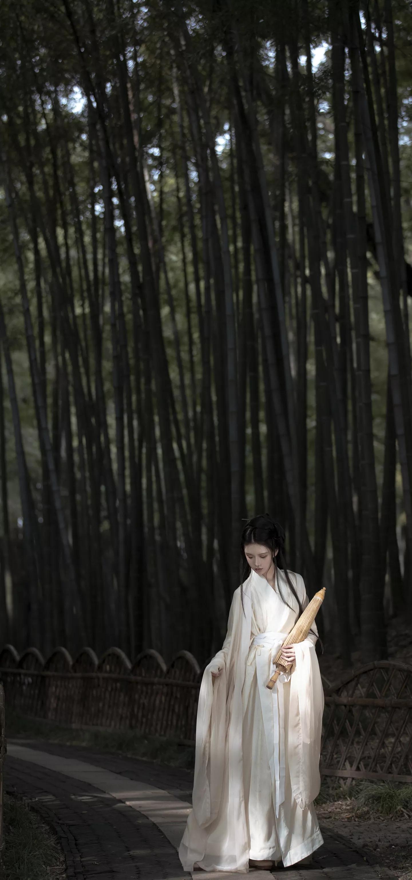 唯美古风金黄汉服美女壁纸,梦回大唐汉服夜景拍摄