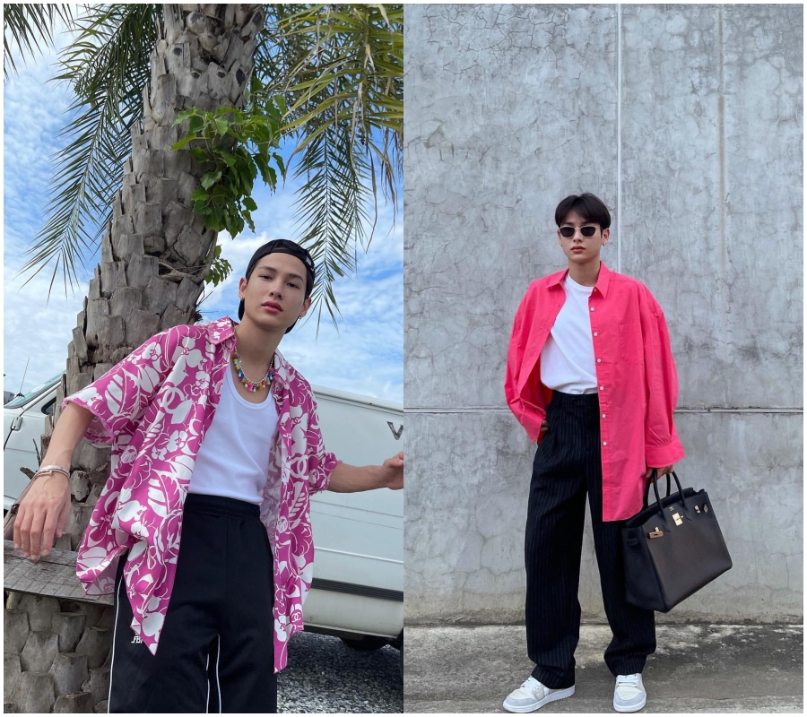 粉色系甜酷风穿搭男,粉色系极简穿搭男生