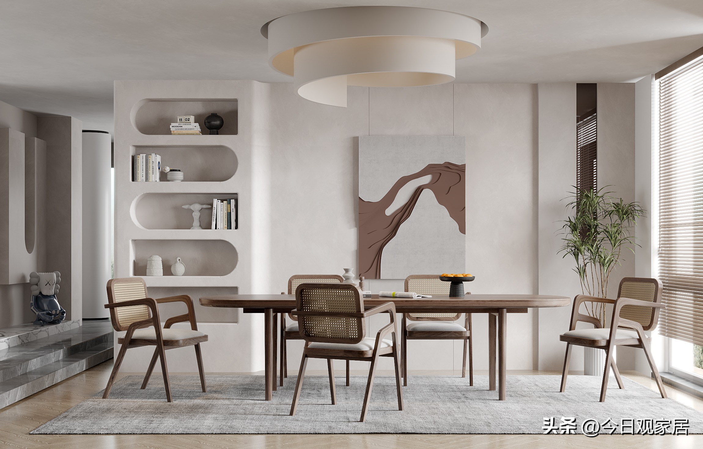 餐厅大圆桌桌面布置创意图片,特色餐厅设计风格大全