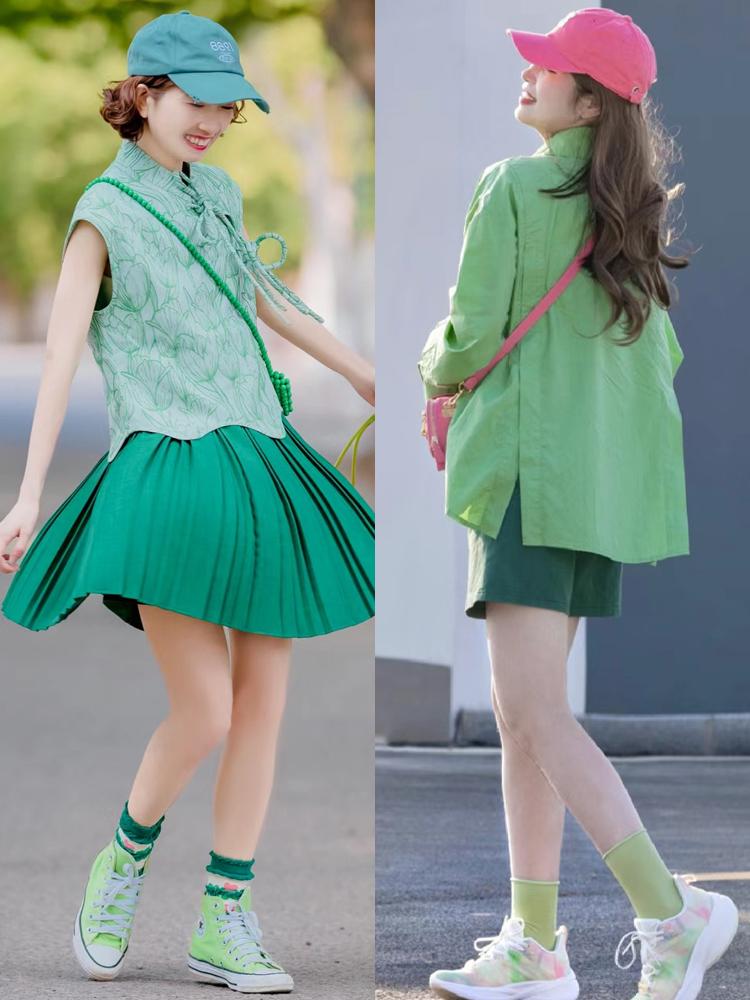 绿色系穿搭夏天清新,闷热的夏天只有这样穿才足够清凉