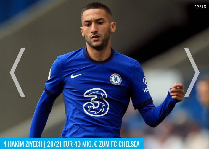 德转列足坛前锋转会费榜,德转最新身价切尔西