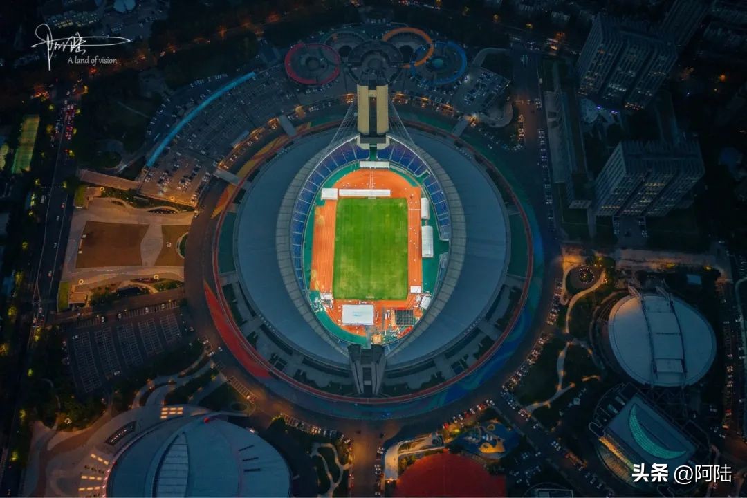 杭州黄龙体育中心航拍,杭州黄龙马拉松