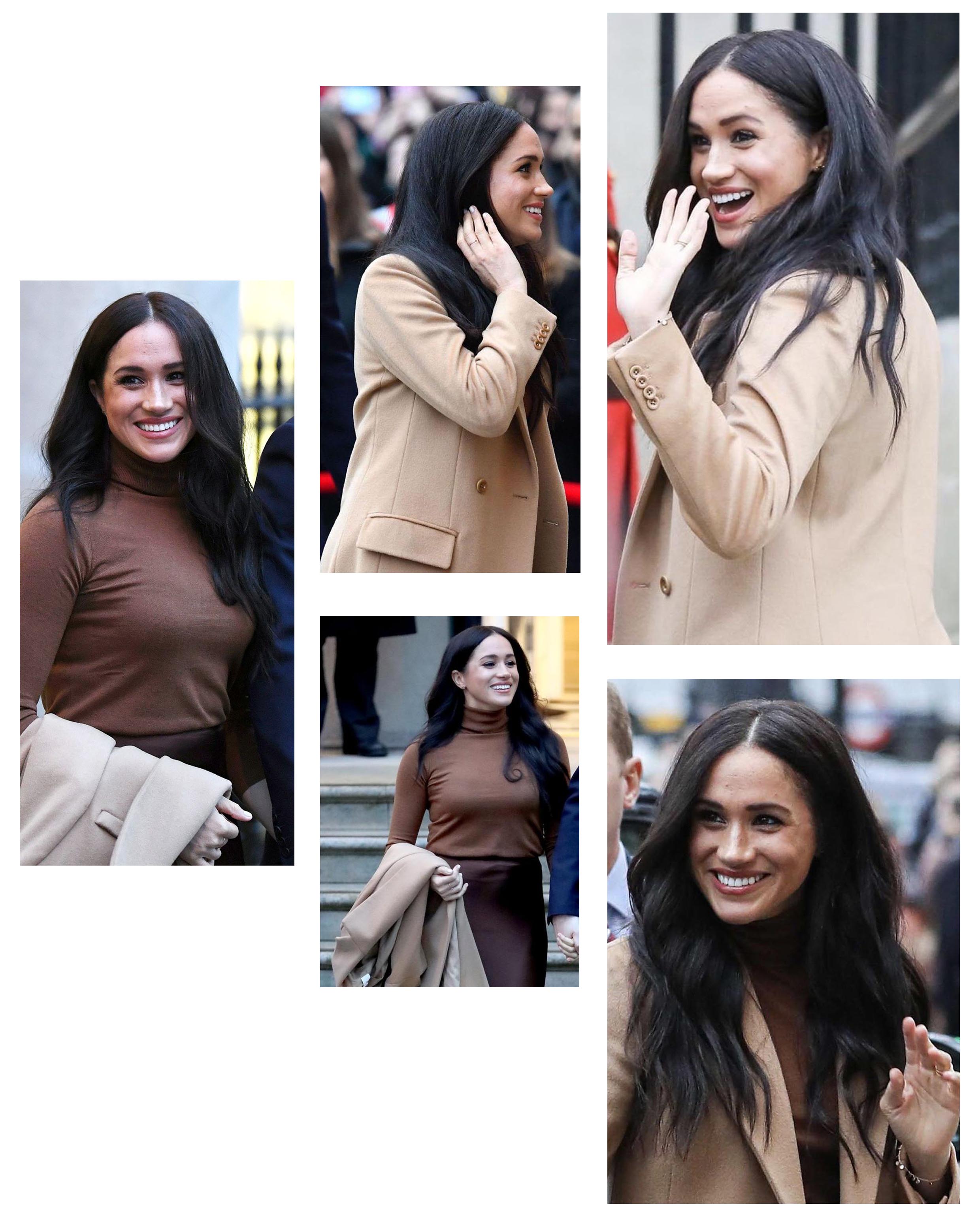 梅根深棕色连衣裙图片,梅根近期穿搭图片图文