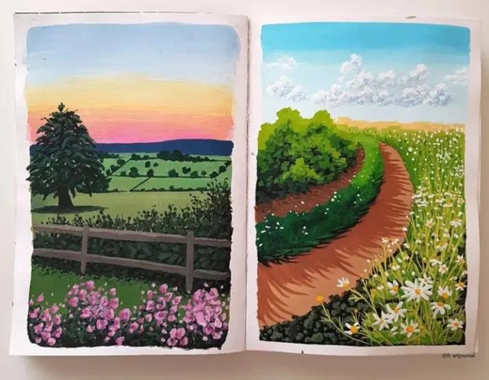 简单好看的画星空大海水粉,如何画简单的植物水粉颜料画