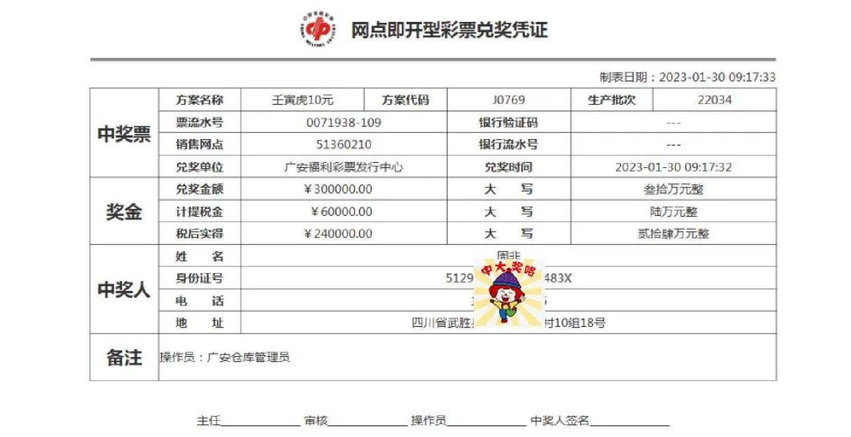 彩票中头奖一亿元,三年前彩票中奖5.5个亿
