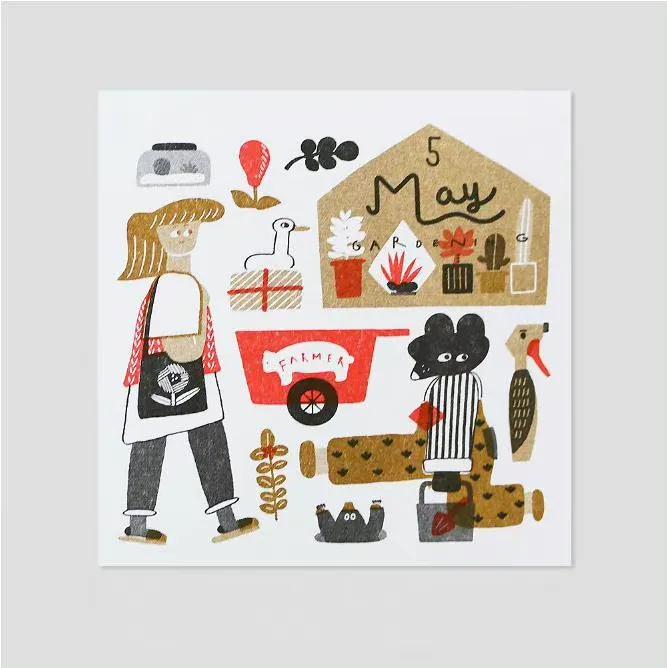 手绘黑白插画简单卡片,好看的插画卡片