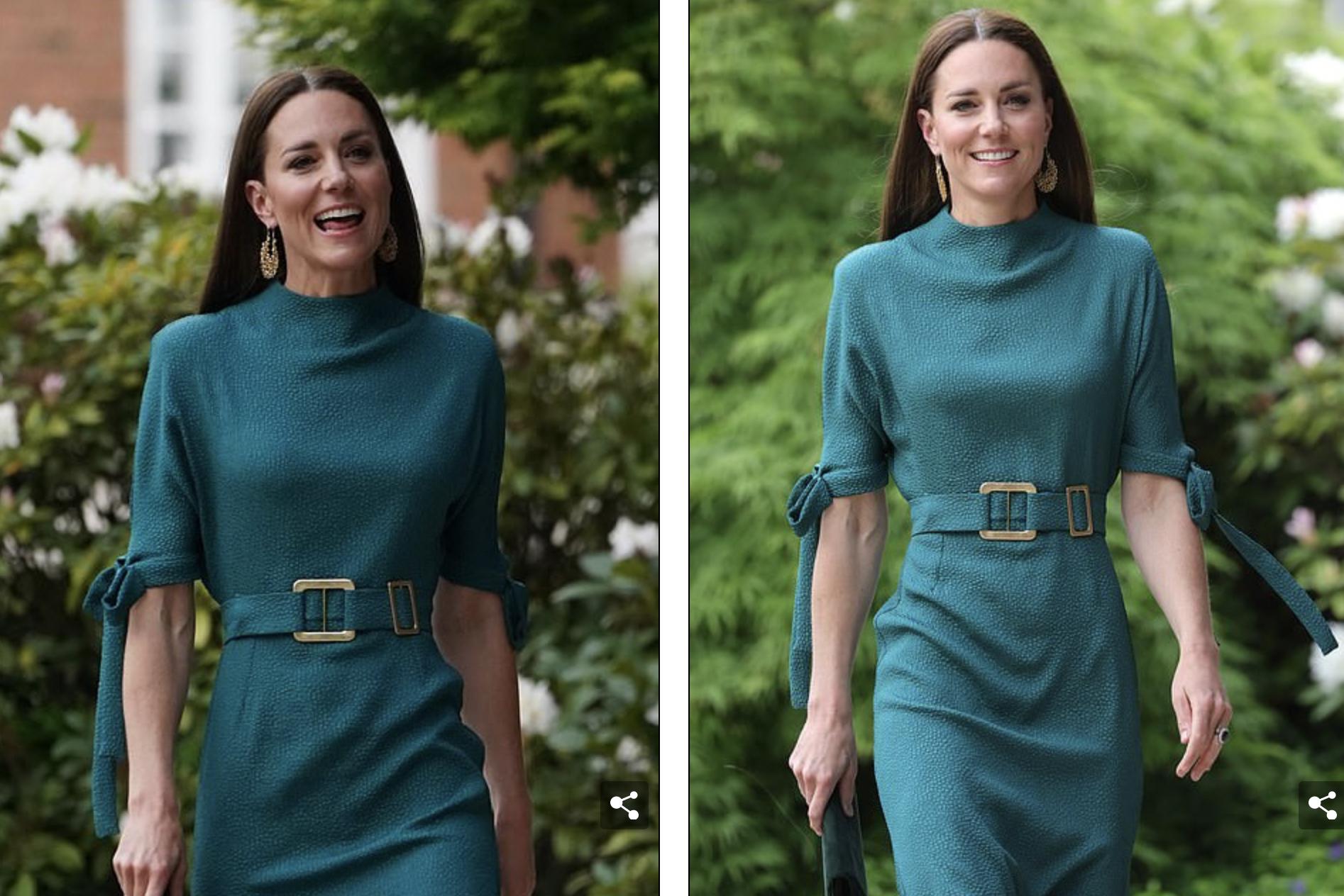 凯特终于发力了！穿6千多的绿裙亮相换风格，可惜输给梅根的战袍