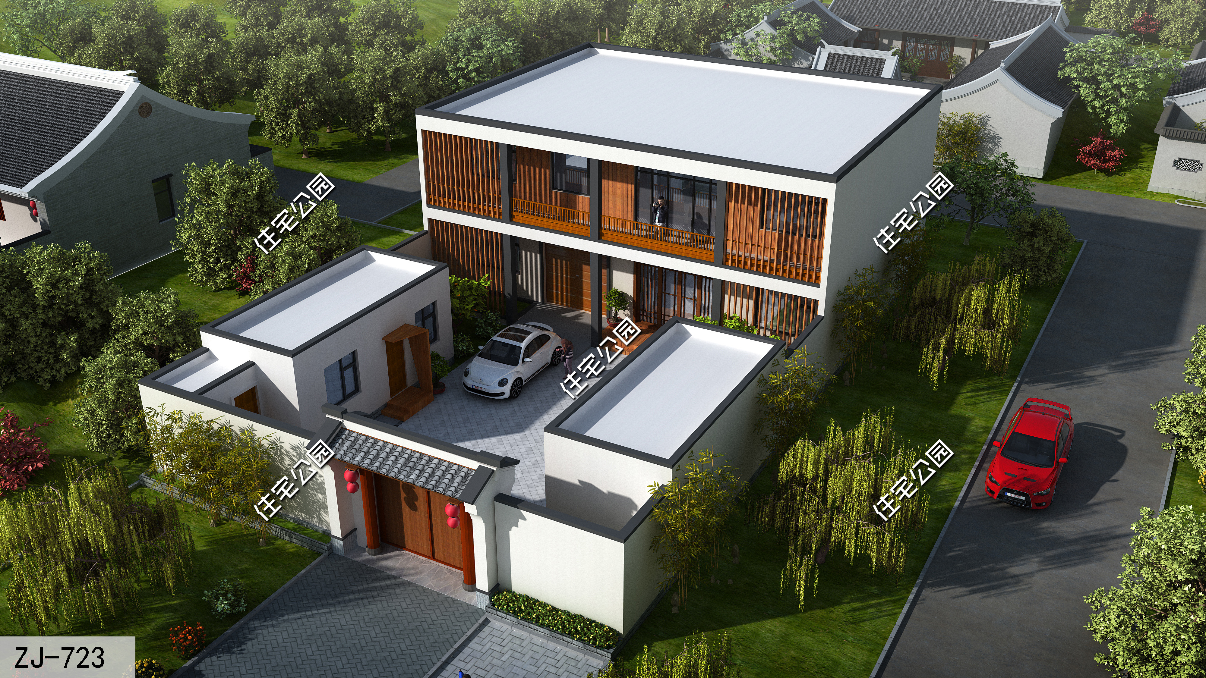 农村简单大气的二层别墅户型,11.5米x11米二层半现代别墅平面图