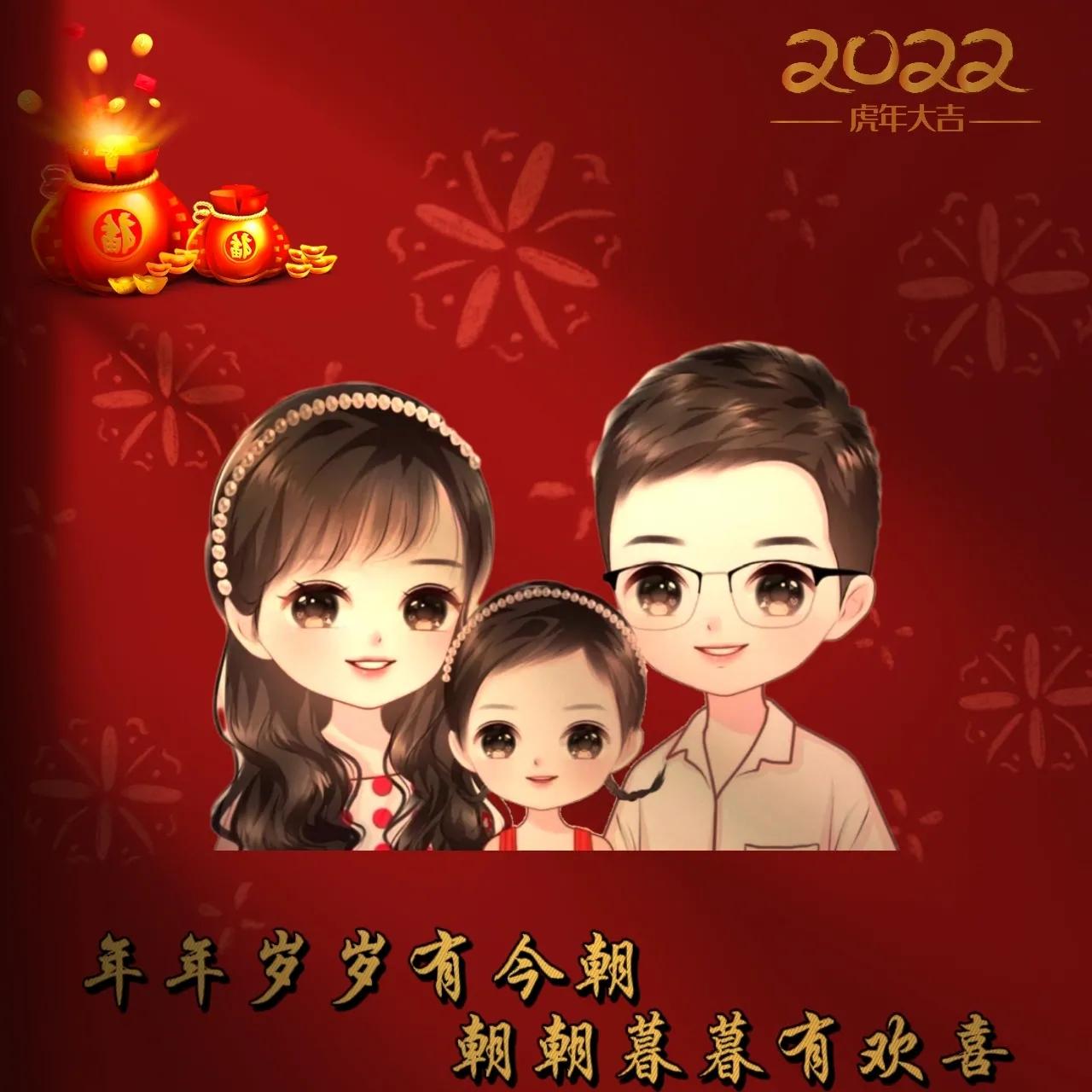 妈妈和孩子的新年亲子头像,新年背影亲子头像一家三口