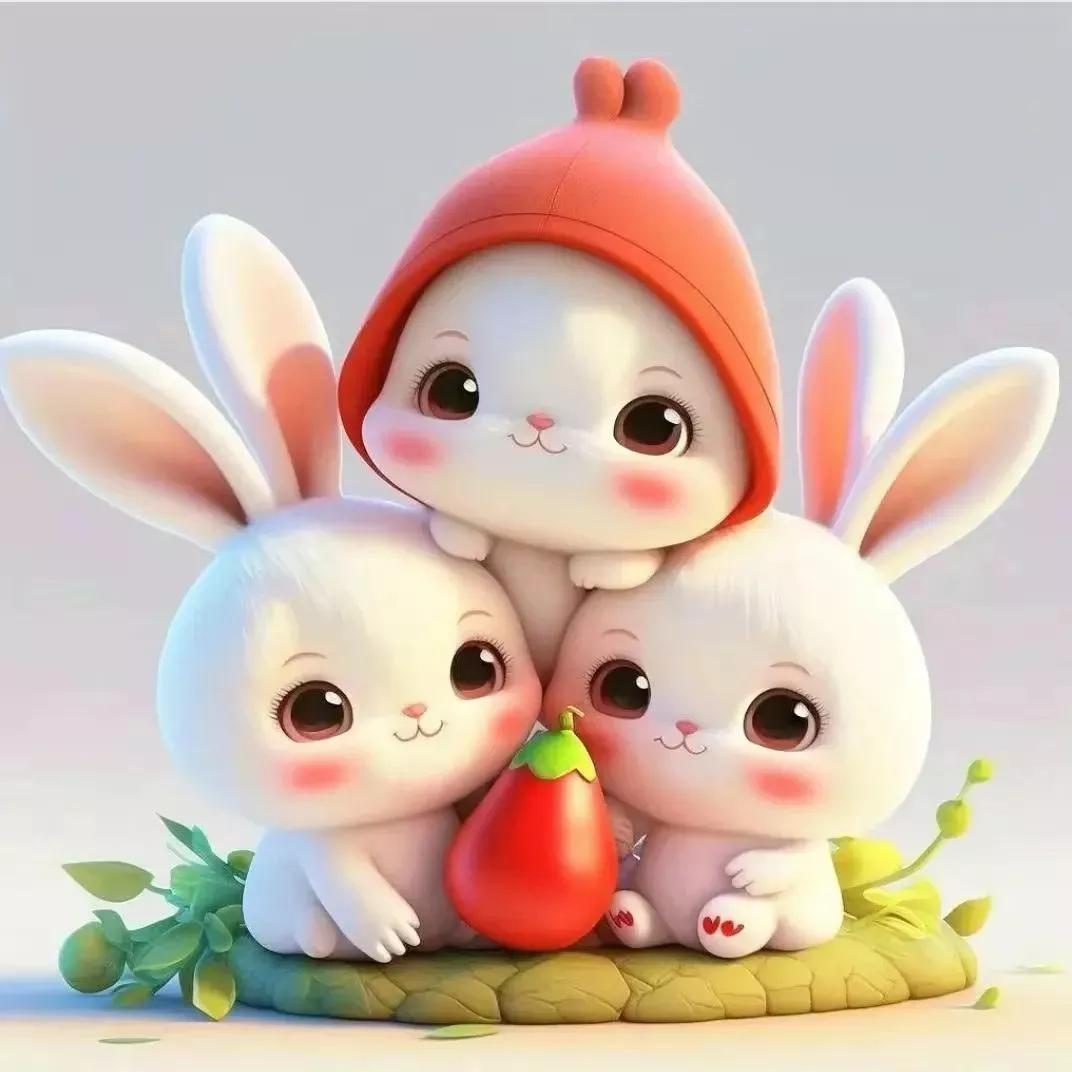 一组开心的萌兔送给大家请欣赏