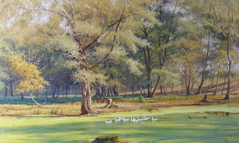 光影很强的油画风景,这油画太美了把光影画到了极致